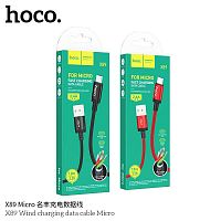 Кабель USB - микро USB HOCO X89 Wind, 1.0м, 2.4A, ткань, цвет: чёрный (1/420) (6931474784346)