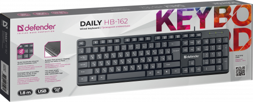 Клавиатура проводная DEFENDER Daily HB-162 RU,104 кнопки + FN, 1.8м, черная (1/20) (45162) фото 3