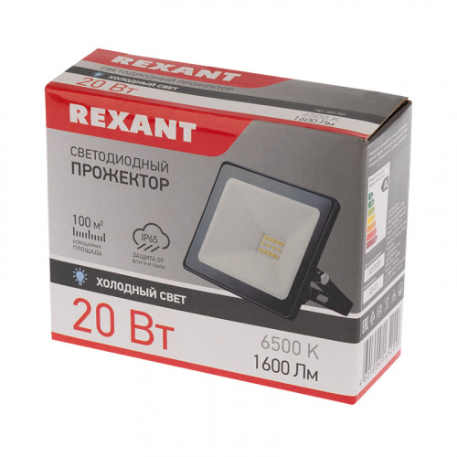 Прожектор светодиодный REXANT 20 Вт 200–260В IP65 1600 лм 6500 K холодный свет (1/24) (605-002) фото 2