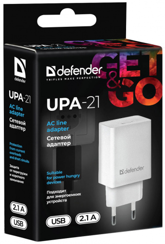 Адаптер сетевой Defender UPA-21, белый, 1xUSB, 5V/2.1А (1/50) (83571) фото 7