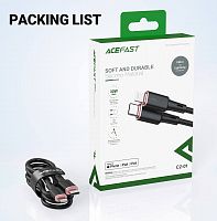 Кабель Type-C - 8 pin ACEFAST C2-01, 1.2м, круглый, 3.0А, силикон, 30W, цвет: чёрный (1/24/192) (6974316280644)