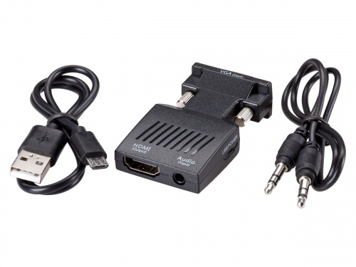 Переходник VGA(M)+audio+microUSB --> HDMI(F)1080*60Hz, VCOM <CA337A> (1/150)