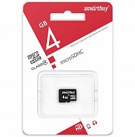 Карта памяти MicroSD  4GB  Smart Buy Class  4 без адаптера (SB4GBSDCL4-00)