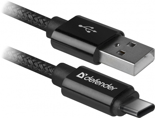 Кабель DEFENDER USB09-03T PRO USB2.0, черный, AM-Type-C, 1m, 2.1A (1/100) (87814) фото 3