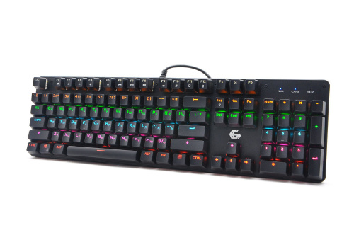 Клавиатура проводная игровая механическая GEMBIRD KB-G530L, USB, Outemu Blue, 104 кл., Rainbow, 9 реж., черная
