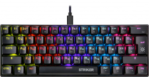 Клавиатура проводная игровая механическая DEFENDER Striker GK-380L RU,Rainbow,61 клавиша, черная (45380) фото 2