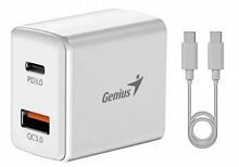 Комплект СЗУ (20Вт) + кабель (USB-C -> USB-C) GENIUS PD-20ACP, белый (32590009400) (1/60)