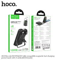 Мобильный аккумулятор Аккумулятор внешний HOCO J135 Rico, 10000mAh, пластик, 1 Type-C выход, кабель 8 pin, микро USB, Type-C, MagSafe, PD20Вт, 2.0А, цвет: чёрный (1/44) (6942007635516)