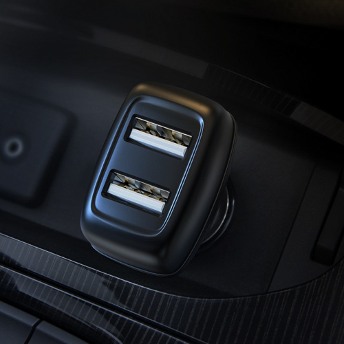 Блок питания автомобильный 2 USB HOCO Z36, Leader, 2400mA, пластик, огнестойкий, кабель 8 pin, цвет: чёрный (1/14/140) (6931474727732) фото 8