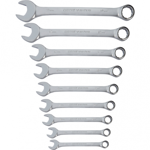 Набор ключей SMARTBUY комбинированный (накидной+рожковый) 9 предметов, 8-9-10-11-12-13-14-17-19 мм, ст45,Tools (1/20) (SBT-WS-9P1)