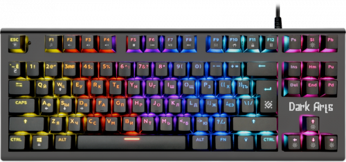 Клавиатура проводная игровая механическая DEFENDER Dark Arts GK-375 RU,Rainbow,87 клавиш, черная (1/20) (45375)