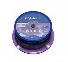 Диск VERBATIM DVD+R 8.5 GB (8х) CB-25 Dual Layer Print (200) (43667)