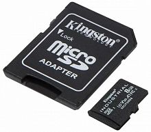 Карта памяти MicroSD  8GB  Kingston Class 10 Industrial Temp pSLC  A1 (100/80 Mb/s) + SD адаптер (SDCIT2/8GB)