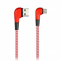 Кабель Smartbuy USB - MicroUSB SOCKS L-TYPE красный, 2 А, 1 м (ik-12NSL red)