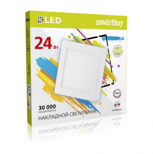 Светильник светодиодный SMARTBUY накладной Square SDL -24w/6500K/IP20 (SBL-SqSDL-24-65K)