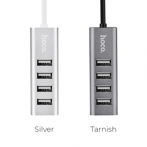 USB-концентратор HOCO HB1, 4 гнезда, 1 USB выход, цвет: серый (1/12/120) (6957531038139) фото 4