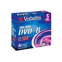 Диск VERBATIM DVD-R 8.5 GB (4x) JC/5 Dual Layer (100) (43543)