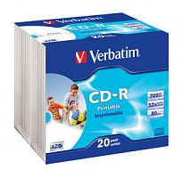Диск VERBATIM CD-R 80 (52х) DL Slim Print (20) (200) (43424)