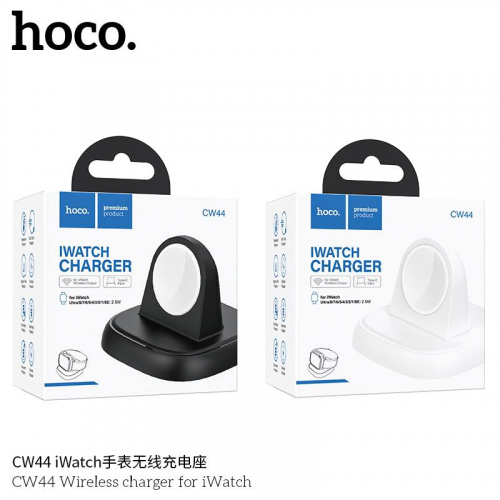 Устройство зарядное беспроводное HOCO CW44 Wireless, для умных часов, кабель Type-C цвет: чёрный (1/114) (6931474784766)