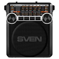 Радиоприемник SVEN SRP-355 (мощность 3 Вт (RMS), FM/AM/SW, USB, SD/microSD, фонарь, встроенный аккумулятор), черный (1/20) (SV-017125)