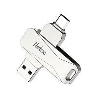 Флеш-накопитель USB 3.0  256GB  Netac  U782C Dual  серебро  (USB 3.0/3.1 + Type C) (NT03U782C-256G-30PN)