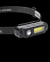 Фонарь КОСМОС светодиодный KOC510Lit налобный аккум 1Вт LED+3Вт COBLED/Li-ion 18650 800mAh/ABS-пластик/USB-шнур (1/120)