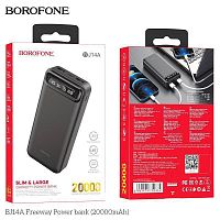 Мобильный аккумулятор Аккумулятор внешний Borofone BJ14A, Freeway, 20000mAh, пластик, дисплей, 2 USB выхода, Type-C, 2.0A, цвет: чёрный (1/31) (6931474750334)