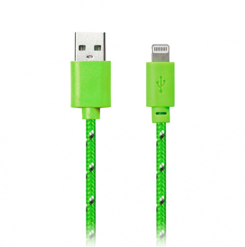 Кабель SMART BUY для iPhone 5/5S/6/6 plus, нейлон, USB 2.0 -8 pin Lightning, зелёный, 1 м. (1/500) (iK-512n green)