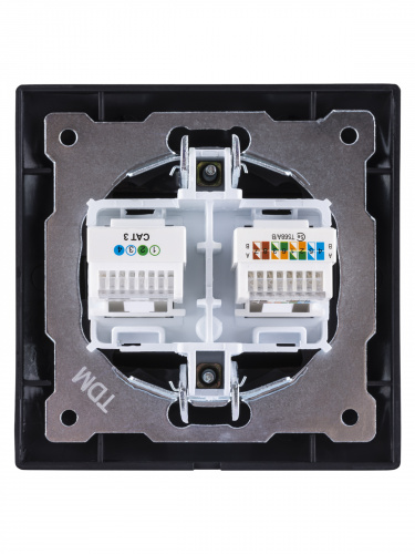 Розетка телефонная RJ11 + компьютерная RJ45 графит , с/у, "Лама" (10/120) TDM (SQ1815-0619) фото 3