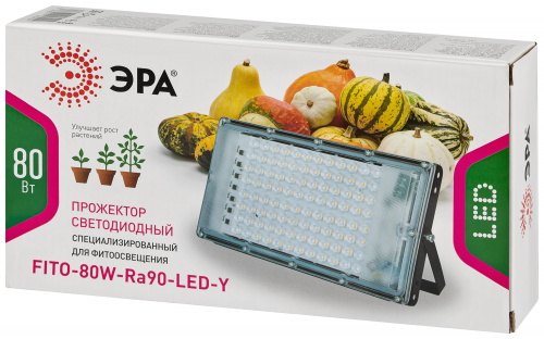 Прожектор светодиодный ЭРА для растений FITO-80W-Ra90-LED-Y полного спектра (1/50) (Б0057284) фото 7