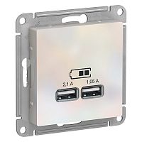 Механизм розетки USB 1-м С/У ATLASDESIGN 5В 1порт х 2.1А 2порта х 1.05А жемчуж. Systeme Electric ATN000433 (1/8/48)