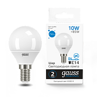 Лампа светодиодная GAUSS Elementary Шар 10W 750lm 6500K Е27 1/10/100 (53230)