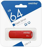 Флеш-накопитель USB  64GB  Smart Buy  Clue  красный (SB64GBCLU-R)