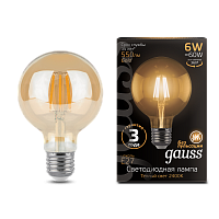 Лампа светодиодная GAUSS Filament G95 6W 620lm 2400К Е27 golden диммируемая 1/20 (105802006-D)