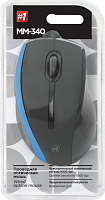 Мышь проводная DEFENDER MM-340, USB, 3 кнопки, 1000 dpi, кабель 1,3м., черный/синяя (1/40) (52344)
