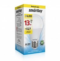 Лампа светодиодная SMARTBUY A60 13Вт 220V 3000K E27 (тёплый свет) (1/10/50) (SBL-A60-13-30K-E27-A)