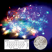 Гирлянда светодиодная ECOLA 220V IP44 Бахрома наращиваемая (доп секция) 3x(0.2-0.5)м 150Led RGBW, прозр.провод с коннекторами (1/30) (N6RM03ELC)