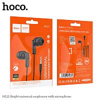 Наушники внутриканальные HOCO M121 Bright, кнопка ответа, микрофон, 3.5mm, цвет: чёрный (1/1000) (6942007612661)