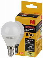 Лампа светодиодная KODAK P45-7W-830-E14 E14 / Е14 7Вт шар теплый белый свет (1/100) (Б0057611)