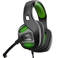 Гарнитура Smart Buy RUSH PUNCH'EM, черн/зелен, игровая, динамики 50мм, поворотный микрофон, LED (SBHG-9700)