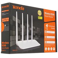 Роутер TENDA F6, N300,однодиапазонный, Мбит/с, 2.4GHz Wi-Fi 300Mbps Wi-Fi IEEE 802.11b/g/n 4*5dBi, белый (1/10)