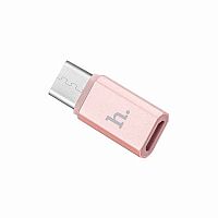 Переходник Type-C - микро USB(f) HOCO плоский, пластик, цвет: розовое золото (1/200/1200) (6957531031253)
