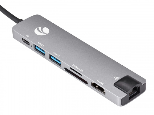 USB-концентратор Type-Cm -->HDMI A(f) 4K@30Hz+USB3.0+USB2.0+RJ45+TF+CD+PD,VCOM, Alum Shell, VCOM<CU4351> (1/100) фото 10