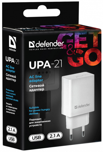 Адаптер сетевой Defender UPA-21, белый, 1xUSB, 5V/2.1А (1/50) (83571) фото 6