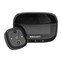 Видеоглазок дверной REXANT (DV-115) с цветным LCD-дисплеем 4.3" с функцией записи фото/видео по движению, встроенный звонок, ночной режим работы (1/20 (45-1115)