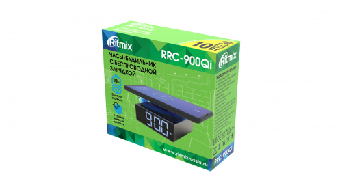 Часы-будильник Ritmix RRC-900Qi Grey, с быстрой беспр.заряд  до 10Вт, 4 уровня яркости, функция"Подремать SNOOZE (1/60) (80001478) фото 2