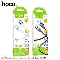 Кабель USB - Type-C HOCO X109 Energy, 1.0м, круглый, 3.0А, силикон, цвет: чёрный (1/31/310) (6942007636247)