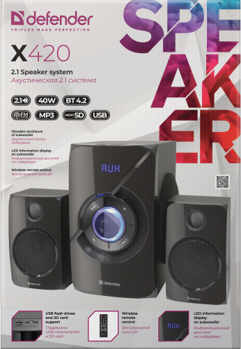 Активная система DEFENDER 2.1 X420, черный, 40 Вт, Bluetooth, FM/MP3/SD/USB (1/4) (65525) фото 11