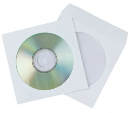 Конверт для CD дисков D2 Tech CDC-2-100, с окном, клей дискрин, упаковка 100 шт. (100/4500)