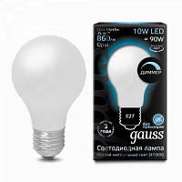 Лампа светодиодная GAUSS Filament А60 10W 860lm 4100К Е27 milky диммируемая 1/10/40 (102202210-D)